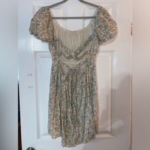 American Eagle Outfitters Floral Strappy Back Off Shoulder Dress